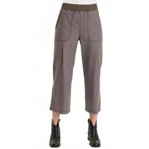 NEW WEARABLES eileen twill wide-leg crop pant in charcoal